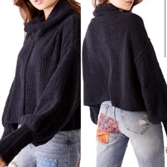 Free People Tops - Free People Be Yours Cowl Neck Sweater- Black
